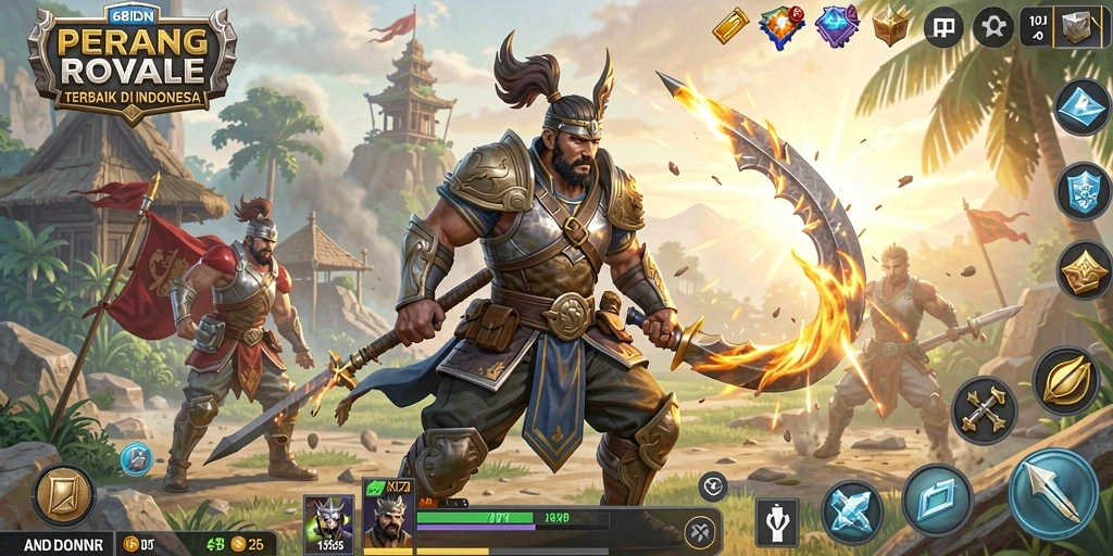 Gameplay seru dalam 68IDN, pertarungan Battle Royale yang mendebarkan.