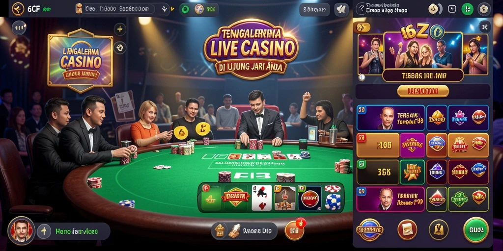 Gameplay Live Casino menarik di 6CF dengan dealer profesional.