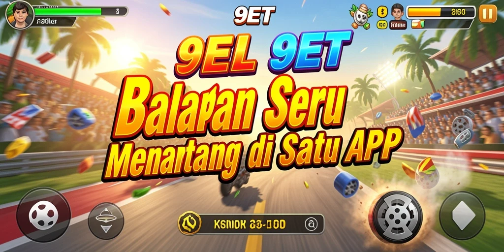 Tampilan gameplay 9ET dengan balapan seru di trek yang menantang.