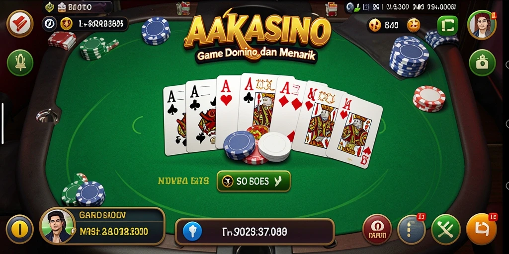 Screenshot AAKASINO menampilkan gameplay domino yang seru dan interaktif.