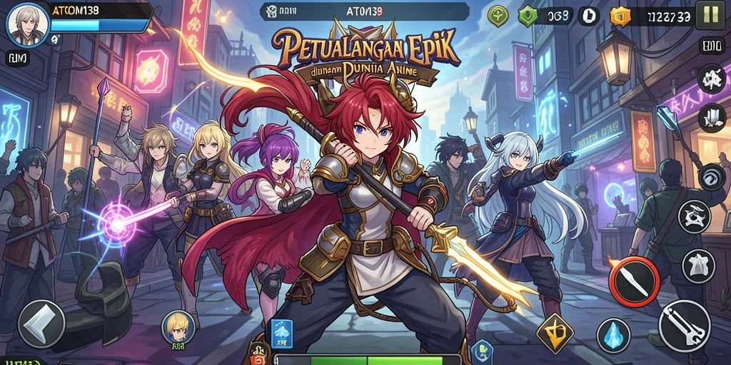 Tampilan menarik dari gameplay ATOM138 dengan karakter Anime yang dinamis.
