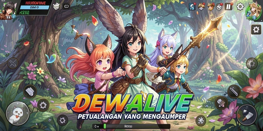 Tampilan screenshot DEWALIVE dengan aksi karakter anime yang seru.
