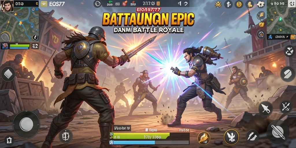Screenshot gameplay epic EOS77 di medan perang Battle Royale.
