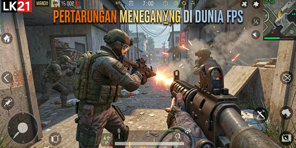 Screenshot gameplay LK21, menunjukkan aksi tembak-menembak yang mendebarkan.