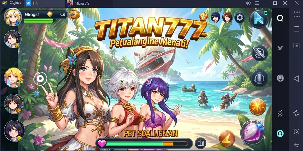 Screenshot menunjukkan aksi seru karakter-karakter TITAN777 dalam pertarungan.
