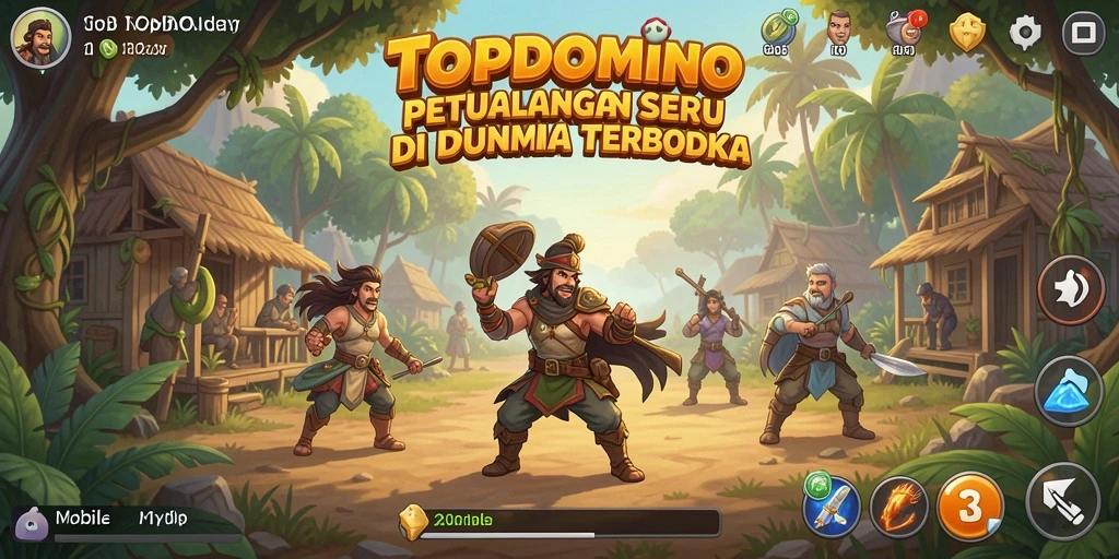 Screenshot gameplay TOPDOMINO menunjukkan eksplorasi dunia terbuka yang luas.