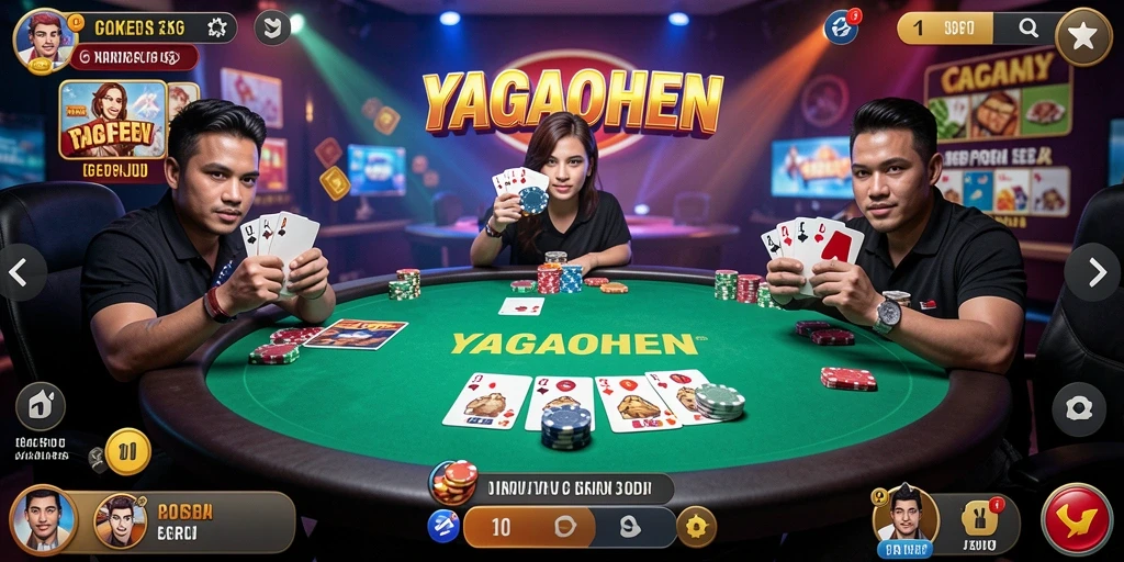 Gameplay poker yang mendebarkan di YAGAOHEN dengan teman-teman.