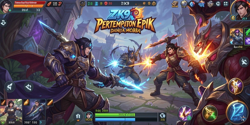 Screenshot gameplay ZK9 dengan pertarungan seru dan karakter yang beragam.